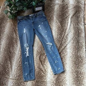 Guess Blue Skinny Jeans with Distressed Detailing